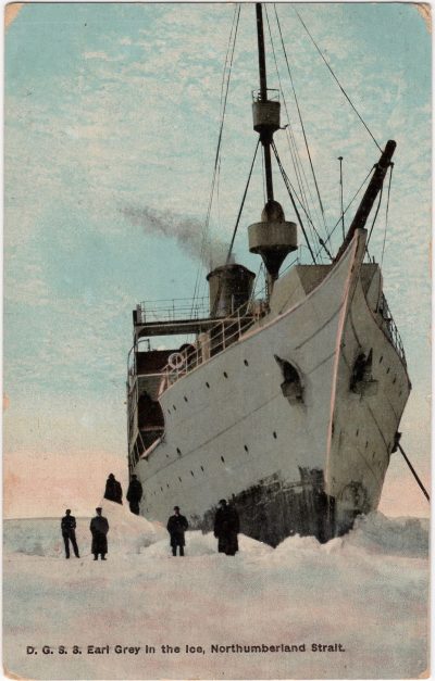 , D.G.S.S. Earl Grey in the Ice, Northumberland Strait. (0591), PEI Postcards