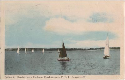 , Sailing in Charlottetown Harbour, Charlottetown, P.E.I., Canada. (0141), PEI Postcards