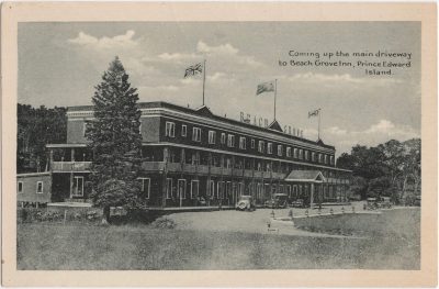 , Coming up the main driveway to Beach Grove Inn, Prince Edward Island. (0251), PEI Postcards