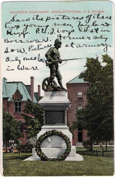 , Soldier’s Monument, Charlottetown, P.E. Island. (0439), PEI Postcards