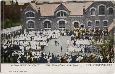 , Closing Public Schools 1200 Children Present, Market Square Charlottetown, P.E.I. (0536), PEI Postcards