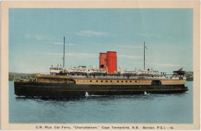 , C.N. Rlys. Car Ferry, “Charlottetown,” Cape Tormentine, N.B. &#8211; Borden, P.E.I. (0727), PEI Postcards