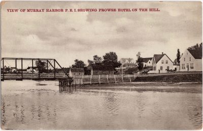 , View of Murray Harbor, P.E.I. showing Prowse Hotel on the Hill. (0865), PEI Postcards
