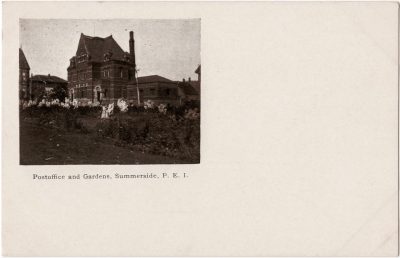 , Postoffice and Gardens, Summerside, P.E.I. (0061), PEI Postcards