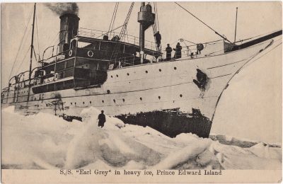 , S.S. “Earl Grey” in heavy ice, Prince Edward Island. (1023), PEI Postcards
