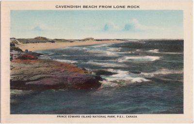 , Cavendish Beach from Lone Rock, Prince Edward Island National Park P.E.I. Canada. (1033), PEI Postcards
