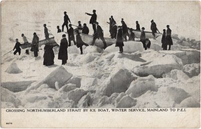 , Crossing Northumberland Strait by Ice Boat, Winter Service, Mainland to P.E.I. (1230), PEI Postcards