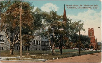 , Prince Street, St. Pauls and Zion Churches, Charlottetown, P.E.I. (1330), PEI Postcards