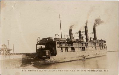, S.S. Prince Edward leaving pier for P.E.I. at Cape Tormentine, N.B. (1463), PEI Postcards