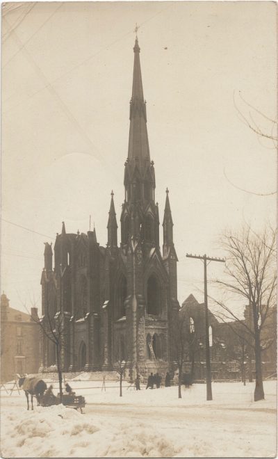 , {St. Dunstan’s Cathedral in ruins} (1919), PEI Postcards