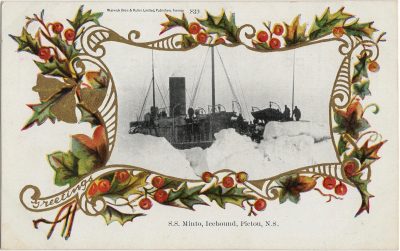 , S.S. Minto, Icebound, Pictou, N.S.  Greetings (2050), PEI Postcards