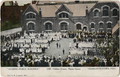 , “Closing Public Schools” 1200 Children Present, Market Square Charlottetown, P.E.I. (2489), PEI Postcards
