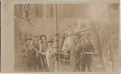 , {RPPC of men inside of some sort of mill/factory/workshop &#8211; uncertain} (2635), PEI Postcards