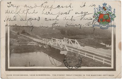 , Dunk River Bridge, Near Summerside, The Finest Trout Fishing in the Maritime Provinces (2619), PEI Postcards