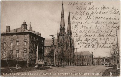 , Bishops Palace &#038; Roman Catholic Cathedral Charlottetown (2677), PEI Postcards