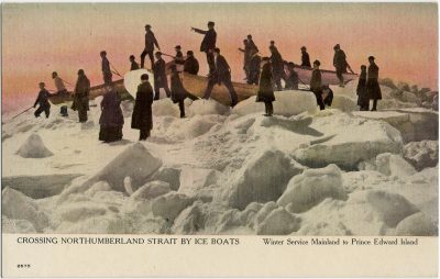 , Crossing Northumberland Strait by Ice Boats Winter Service Mainland to Prince Edward Island (2870), PEI Postcards